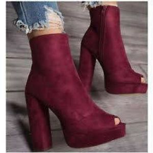 Brand New Peep Toe Chunky Platform Ankle Boot